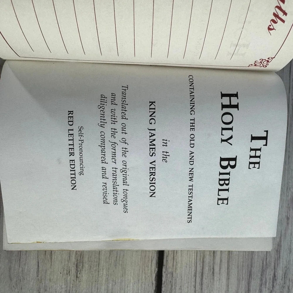 Jerusalem Holy Bible Small Natural Olive Wood Bethlehem Gilded Edges TBN Red